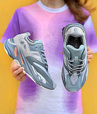 Кроссовки женские Adidas Yeezy boost 700 "Inertia"голубые ((на стилі)), фото 3