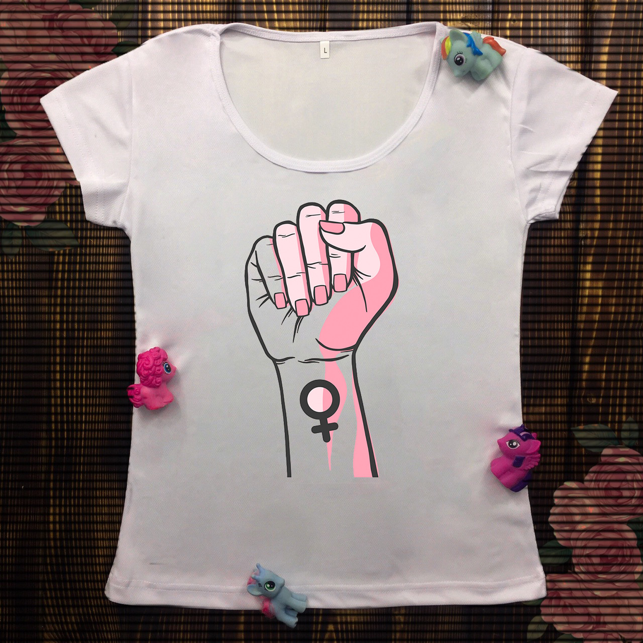 

Женская футболка с принтом - Тату Зеркало венеры, Белый