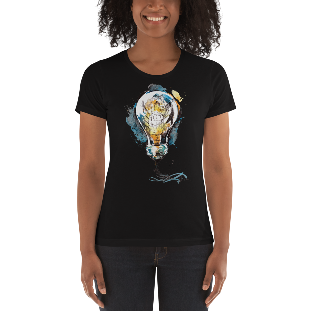 

Футболка жіноча (Хайповая женская футболка) Lamp Abstract City Чорний 50