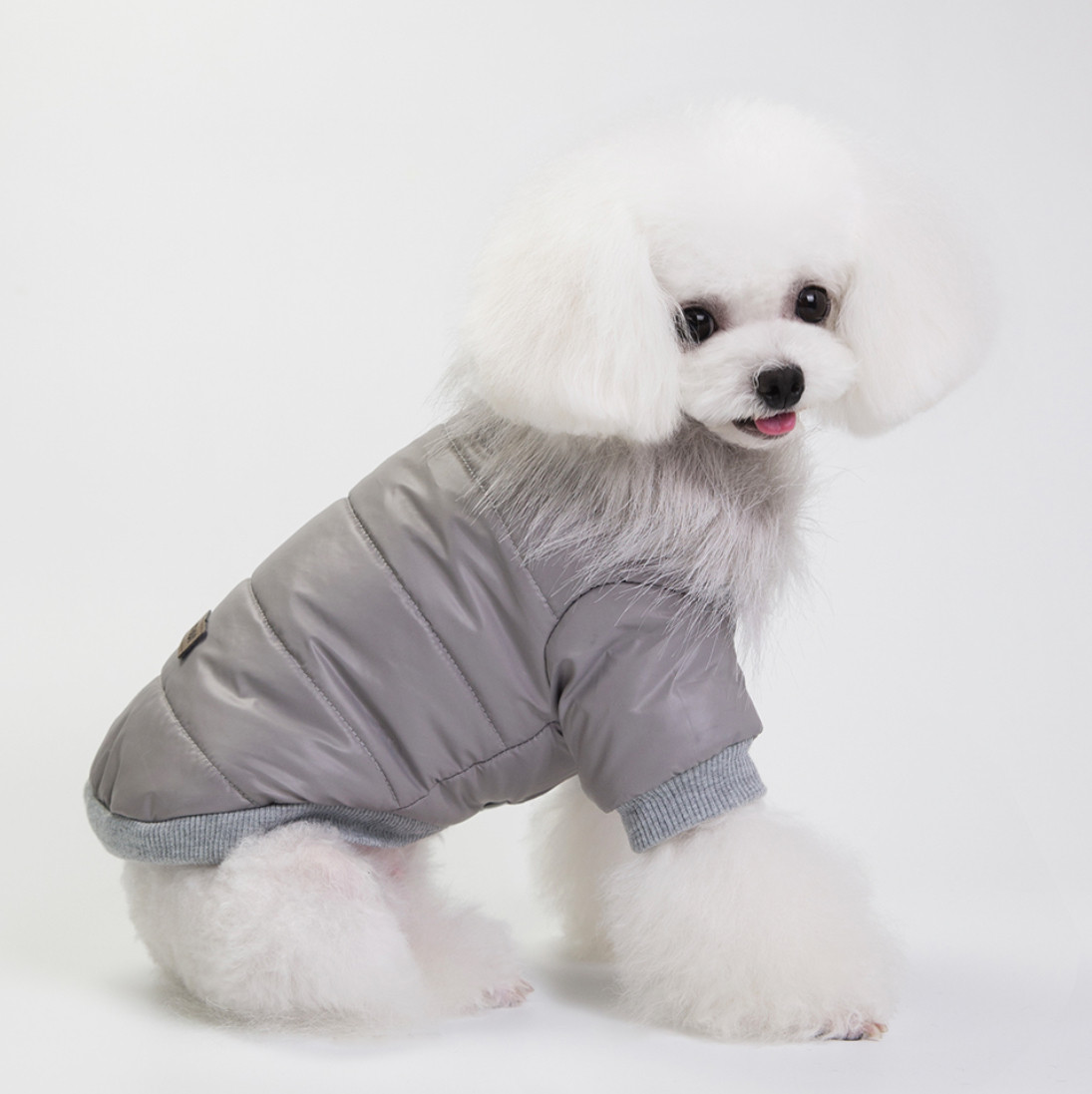 Зимняя куртка для собак с меховым воротником Dog Baby Style S Grey