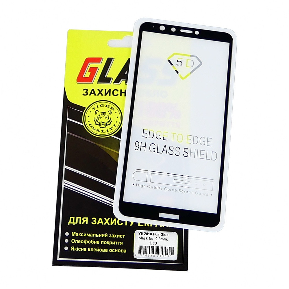 Захисне скло Huawei Y9 (2018) | Enjoy 8 Plus | FLA-LX1 Full Glue (0.3 мм, 2.5 D) чорне