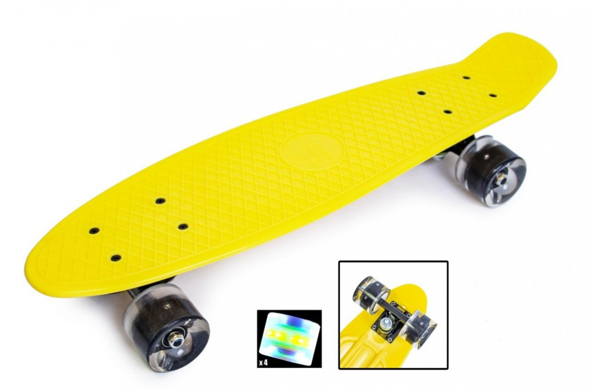 

Penny Board. Yellow. Светящиеся колеса., Желтый