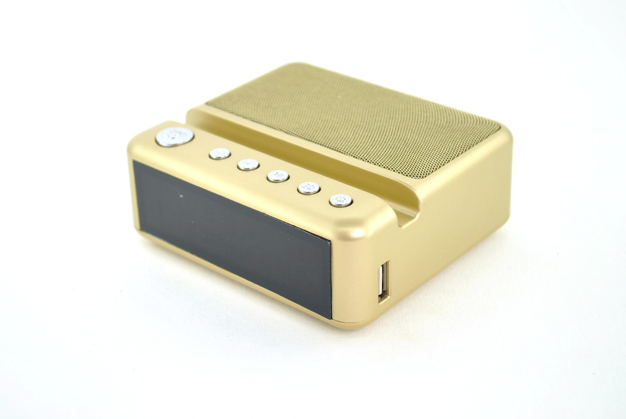 

Портативная колонка HDY-G24 (Bluetooth, USB, SD, FM, будильник, подставка под телефон) Gold