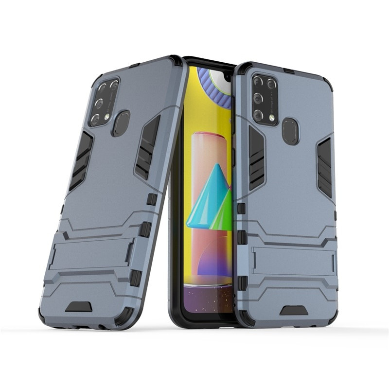 

Чехол Hybrid case для Samsung Galaxy M31 (M315) бампер с подставкой темно-синий