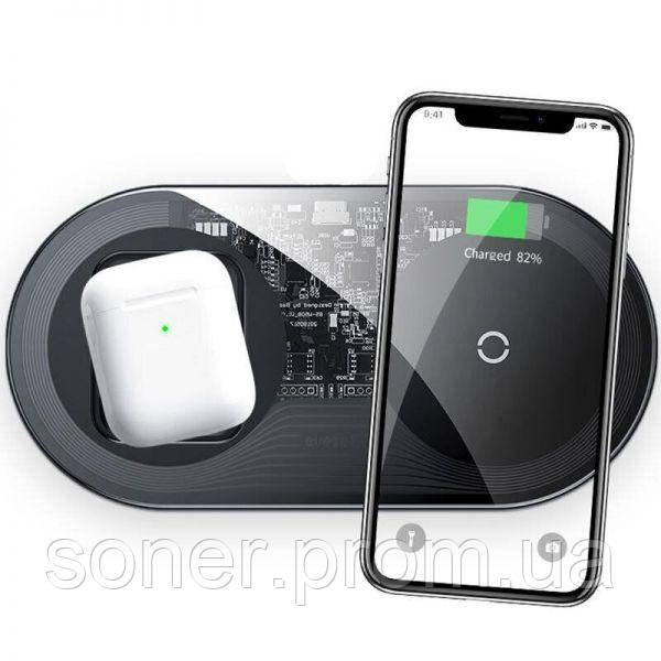 

БЗП Baseus Simple 2in1 Wireless Charger 18W Max For Phones+Pods Transparent (WXJK-CA02)