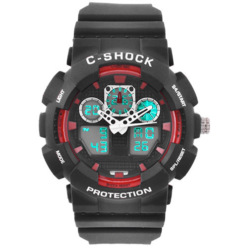 

Часы наручные C-SHOCK GA-100B Black-Red, подсветка 7 цветов