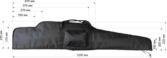 внутрішні розміри рушничного чохла з ПВХ просоченням для гвинтівки до 115 см