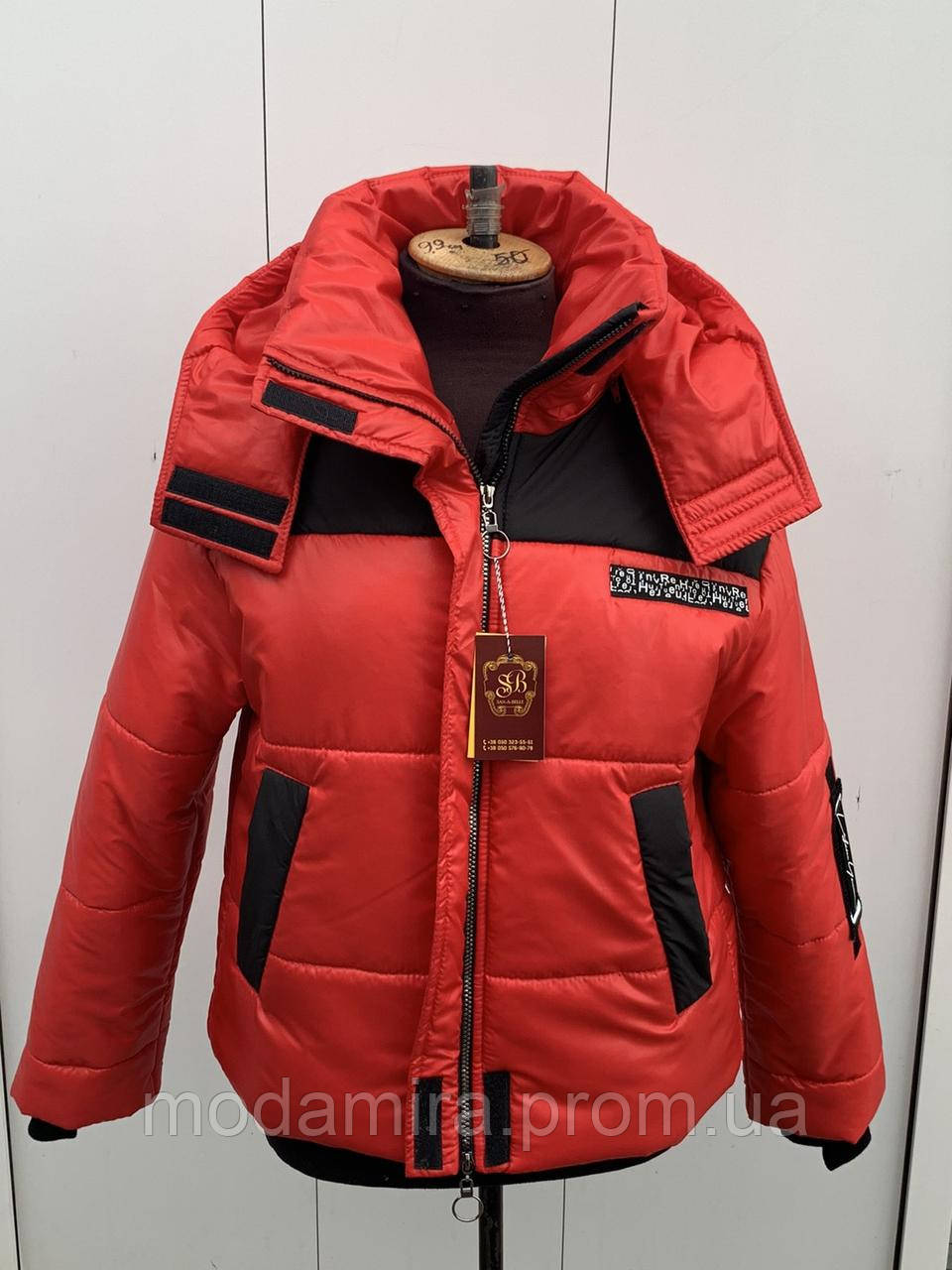 

Женская зимняя короткая куртка, модная, красивая новинка р- 42, 44, 46, 48, 50, 52, 54, 56 красная, Красный
