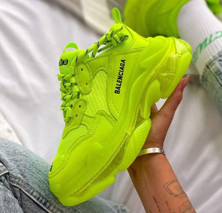 

Balenciaga Triple S Clear Sole Fluorescent Yellow | кроссовки женские;салатовые прозрачная подошва платфома 39, Салатовый