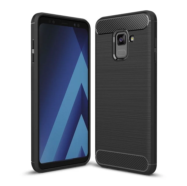 

Чехол для Samsung Galaxy A8 Plus A730 Polished Carbon Black противоударный на самсунг а8 плюс +, Черный