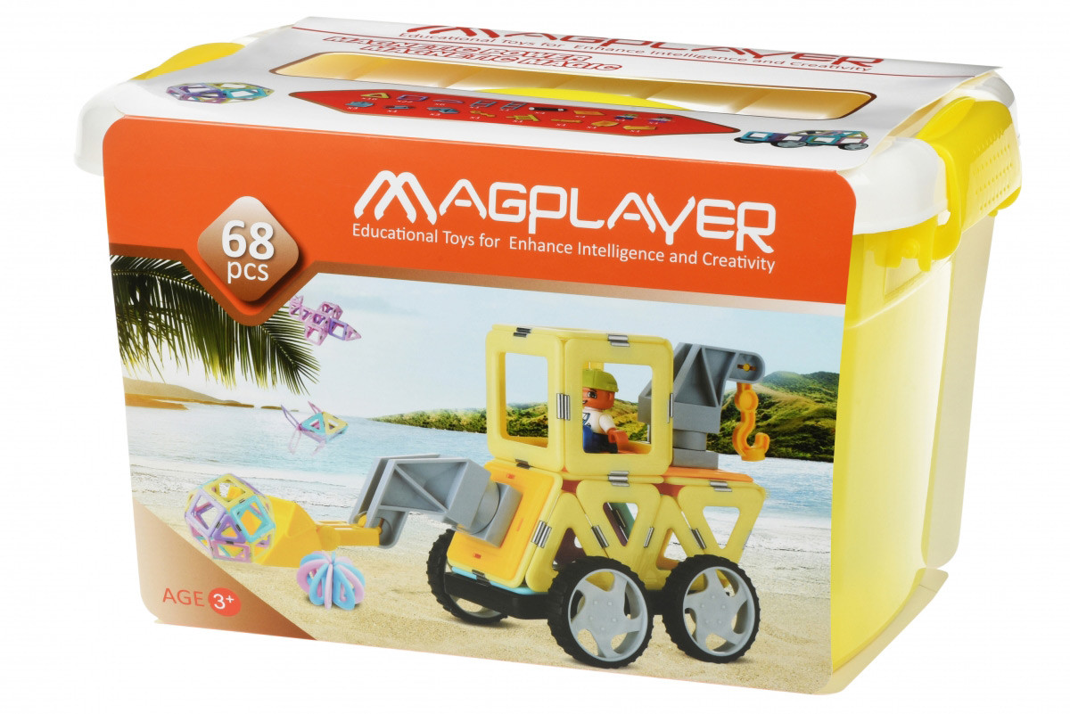 

Конструктор Magplayer магнитный набор бокс 68 эл MPT2-68