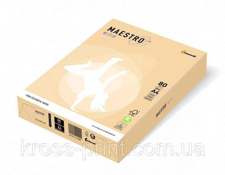 

Бумага цветная А4 160 г/м 250л Maestro Color Pastell CR20 Cream кремовый