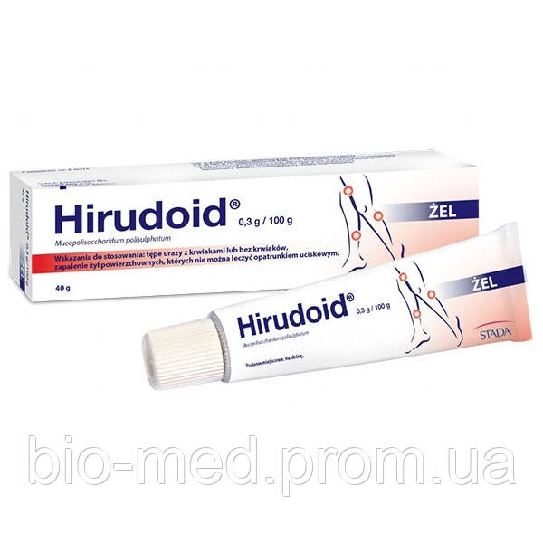 

Hirudoid - гель при гематомах, поверхностном флебите, отеках, кровоподтеках, 40 г