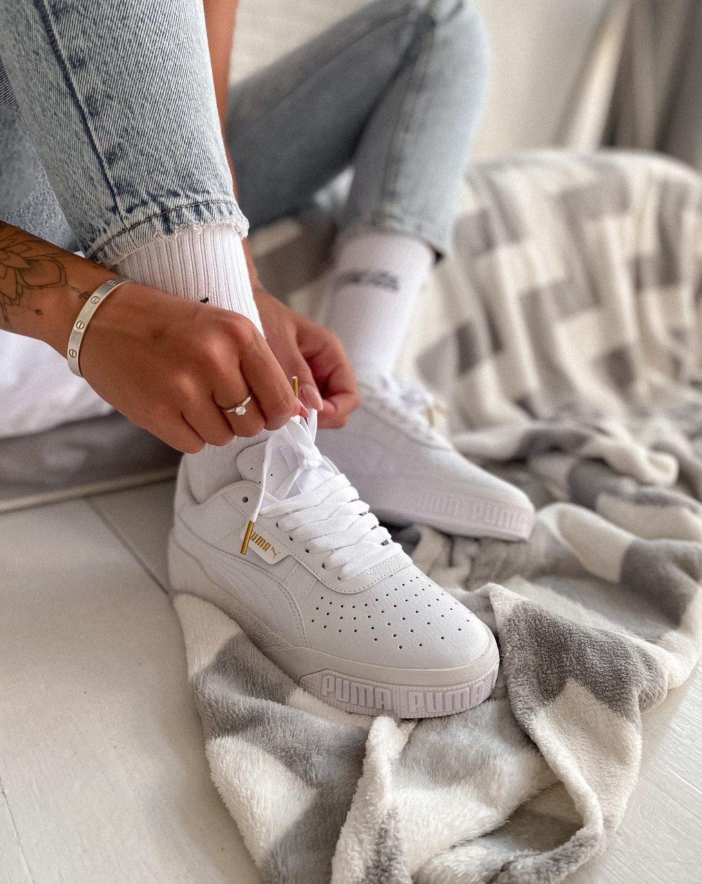 

Кроссовки женские Puma Cali White белые кожаные повседневные кеды весна осень, Белый