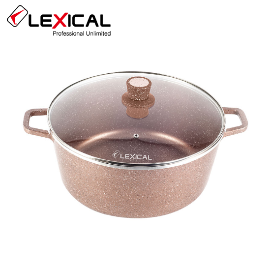 

Кастрюля LEXICAL LM-010212-5 LORD Marble Casserole с антипригарным покрытием 36 см, Golden, Золотистый