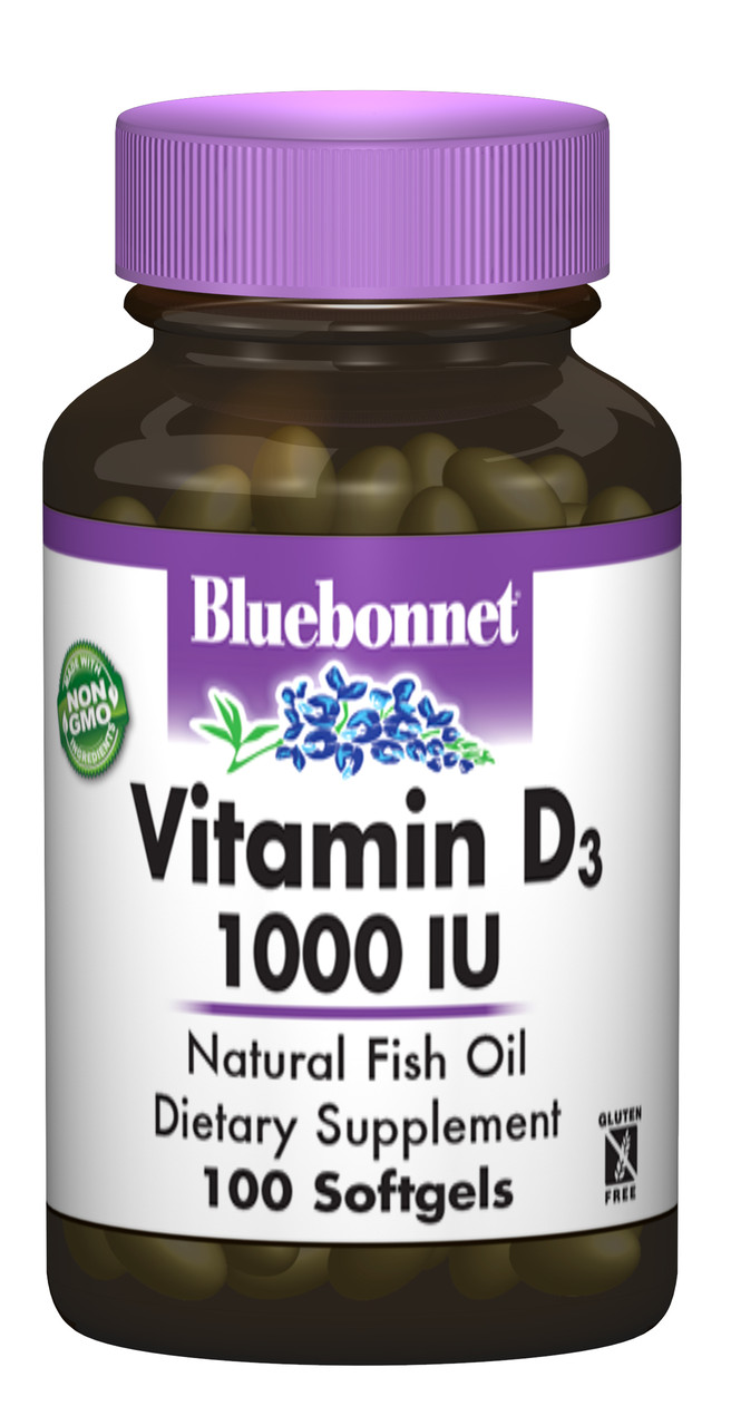 

Витамин D3 1000IU, Bluebonnet Nutrition, 100 желатиновых капсул