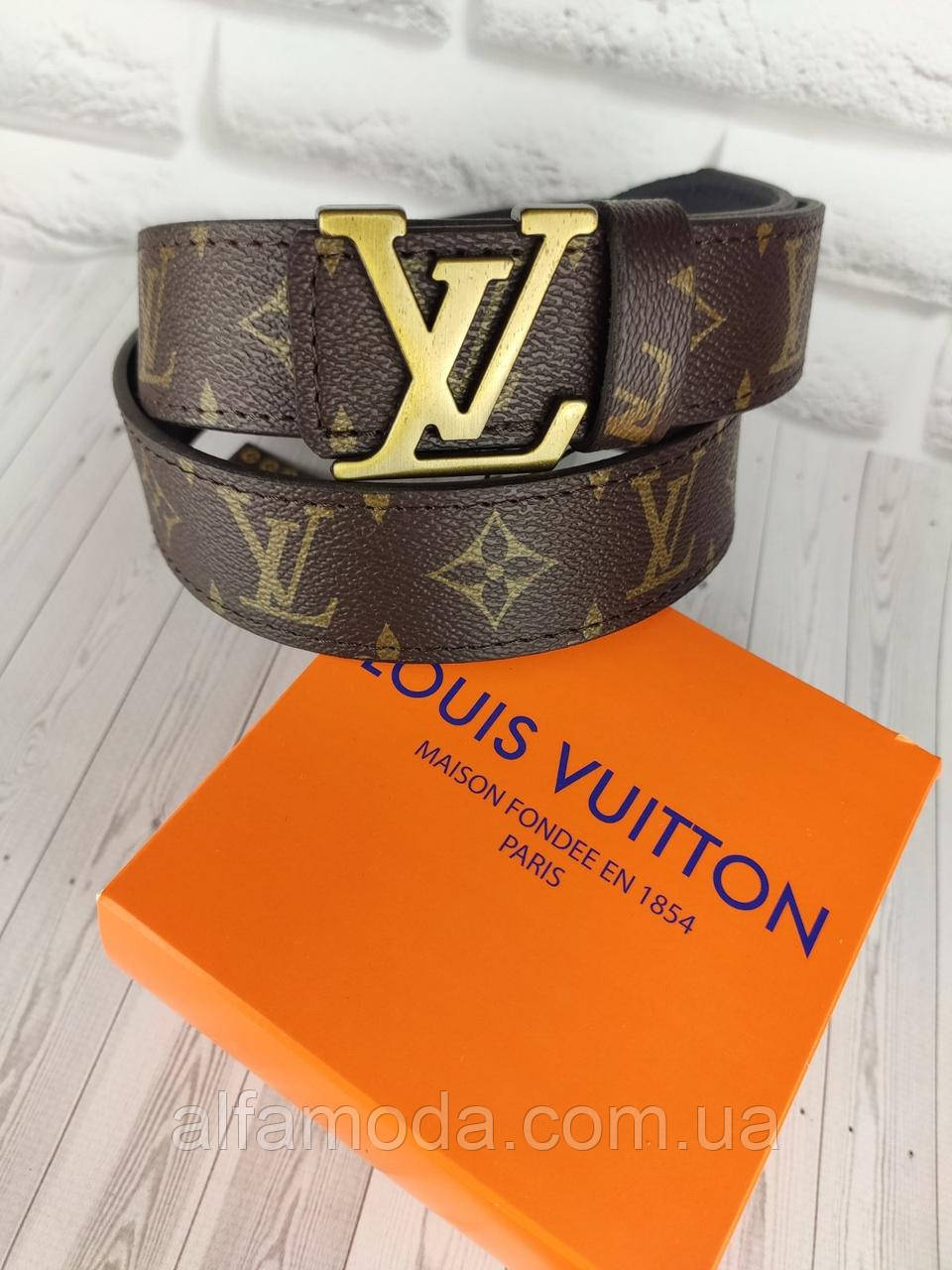 

Кожаный ремень Louis Vuitton Луи Витон ЛВ, Коричневый