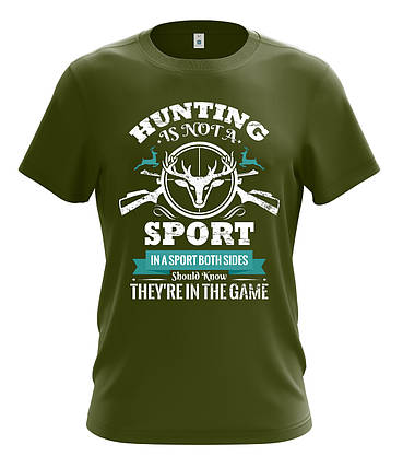 Чоловіча футболка для мисливців з принтом "Полювання" зелена, фото 2