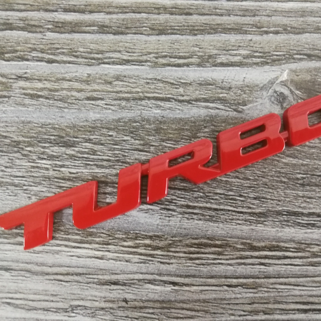 3D эмблема Turbo  - метал красная
