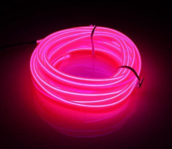 

Гибкий светодиодный неон Розовый Neon Glow Light Pink - 3 метра ленты на батарейках 2 AA