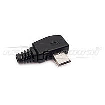Разъем штекер micro USB 5pin угловой, черный с корпусом, фото 3