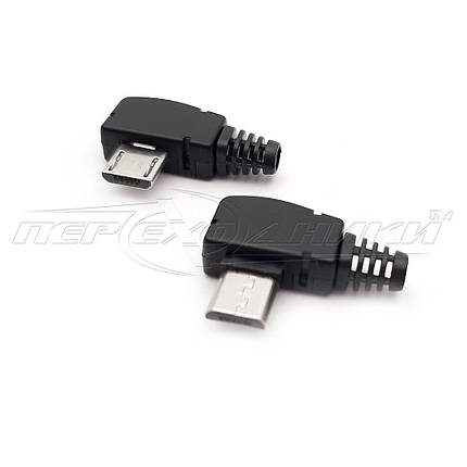 Разъем штекер micro USB 5pin угловой, черный с корпусом, фото 2