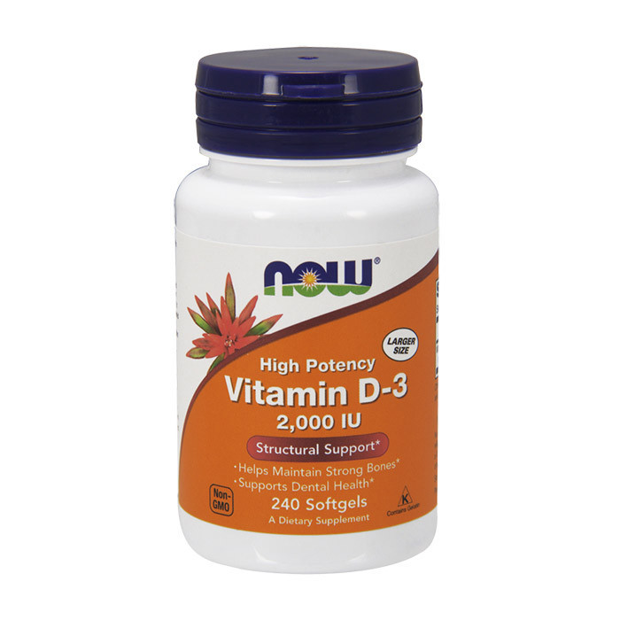 

Витамин D3 (холекальциферол) NOW Vitamin D-3 2000 IU 240 softgels