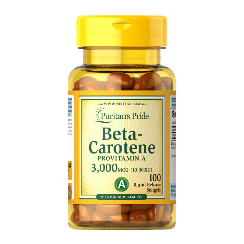 

100% бета-каротина (витамин А) Puritan's Pride Beta-Carotene 3,000 mcg 100 softgels