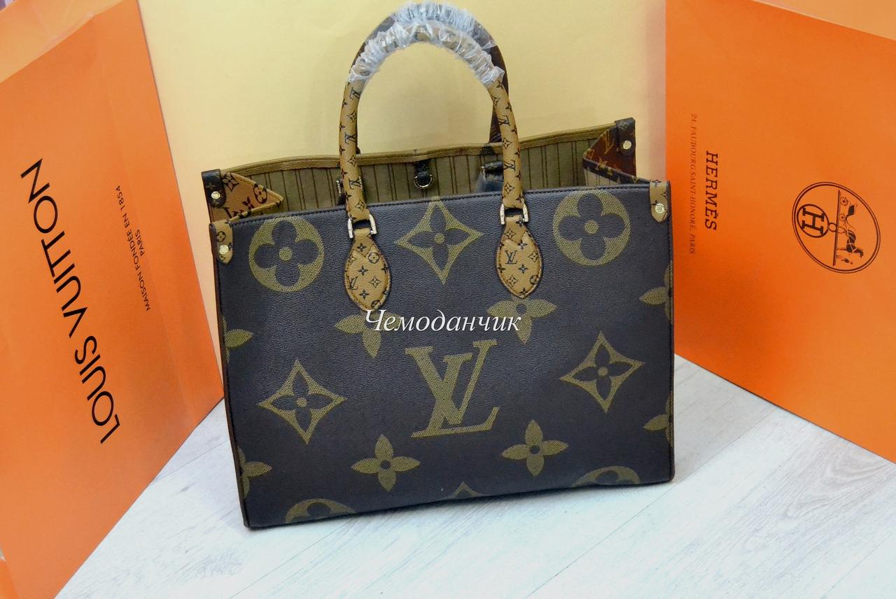 

Женская сумка Louis Vuitton Onthego GM Monogram Giant, женская брендовая сумка Луи Виттон, шоперы луи виттон, Коричневый