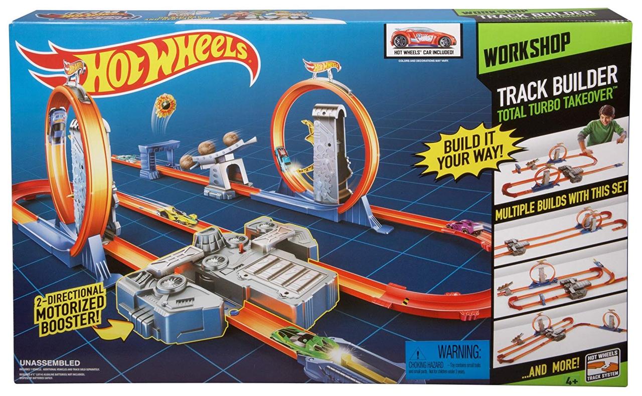 

Хот Вилc Двойное ускорение Оригинал Hot Wheels Track Builder Total Turbo Takeover Track Set (BGX89)