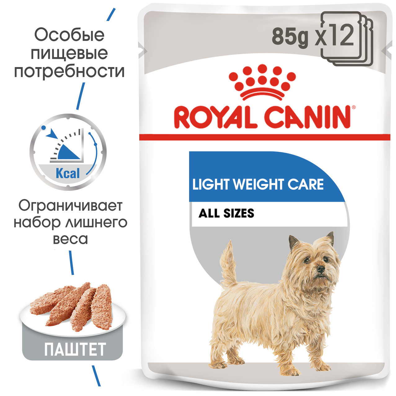 

Влажный корм для собак Royal Canin Light Weight Care Loaf 85г упаковка 12 штук