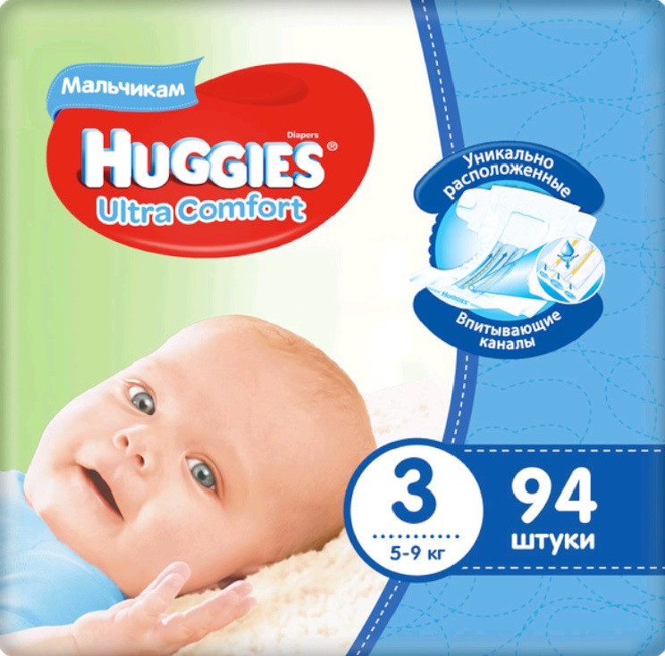 

Huggies Ultra Comfort Giga подгузники детские Boy 3 ( 5-9кг) 94шт