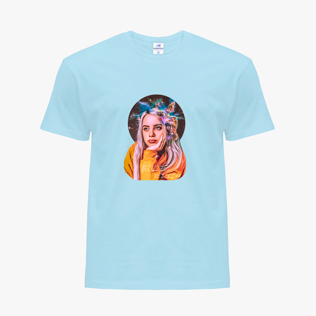 

Детская футболка для девочек Билли Айлиш (Billie Eilish) (25186-1605) Голубой 134