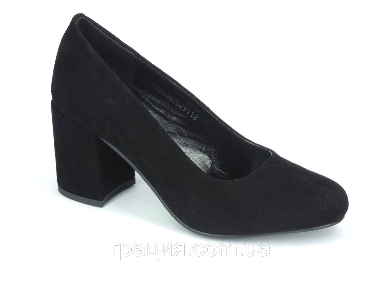 Элегантные женские туфли замшевые натуральные на не большем каблуке 36, Черный