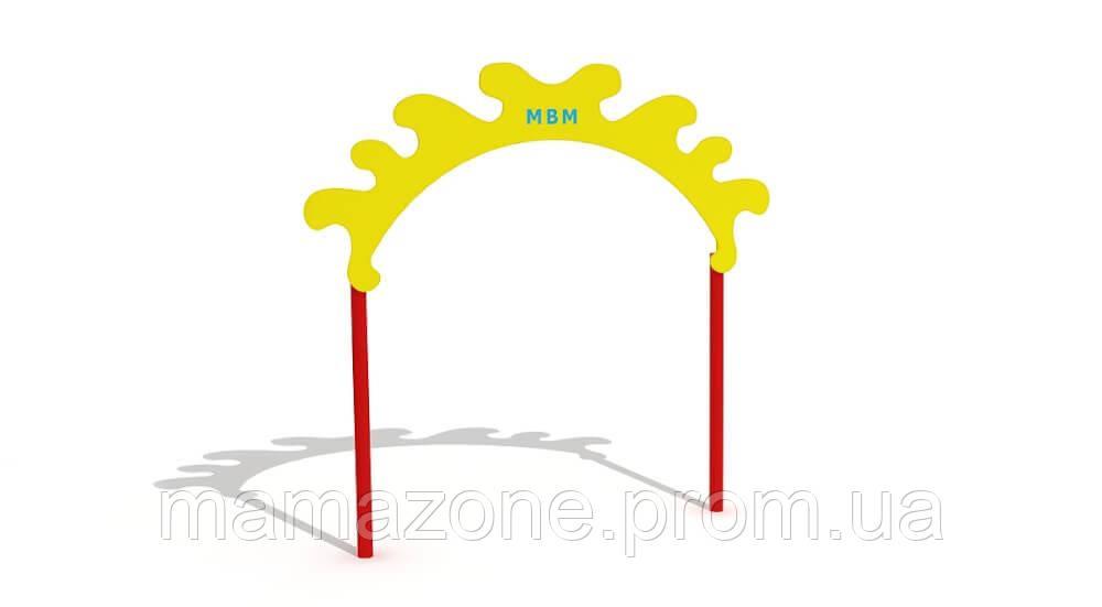 

Входная арка на металлических опорах с яркой перекладиной для детских площадок, зонирования дачных участков, Разноцветный