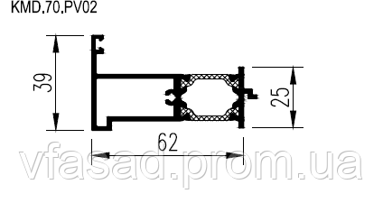 

KMD.70.PV02 Профиль штульпа 39 мм RAL 9016 белый