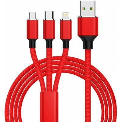 

Дата кабель USB 2.0 AM to Lightning + Micro 5P + Type-C 1.2m red XoKo (SC-330-RD)