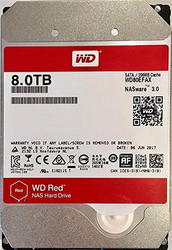 

Накопитель HDD SATA 8.0TB WD Red NAS 5400rpm 256MB (WD80EFAX)