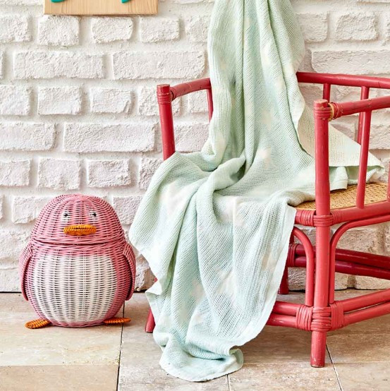

Детское покрывало пике Karaca Home Baby star зеленый 80*120