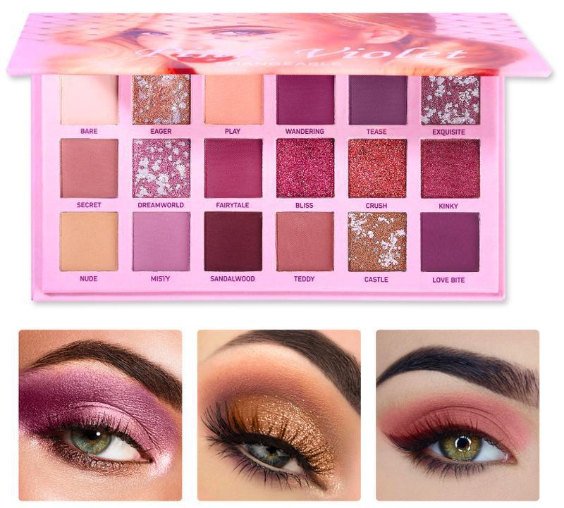 

Палитра мерцающих/матовых теней для век Pink Violet CHANGEABLE 18 цветов