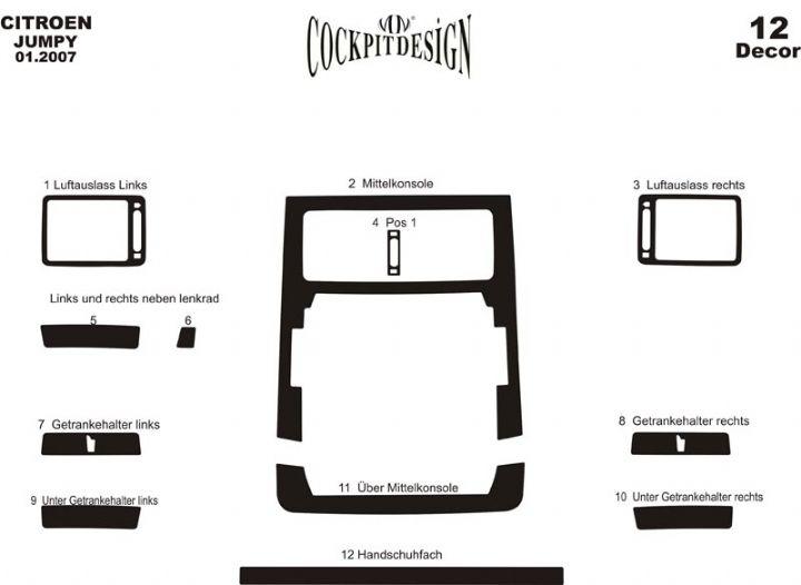 

Fiat Scudo 2007-2015 гг. Накладки на панель Алюминий