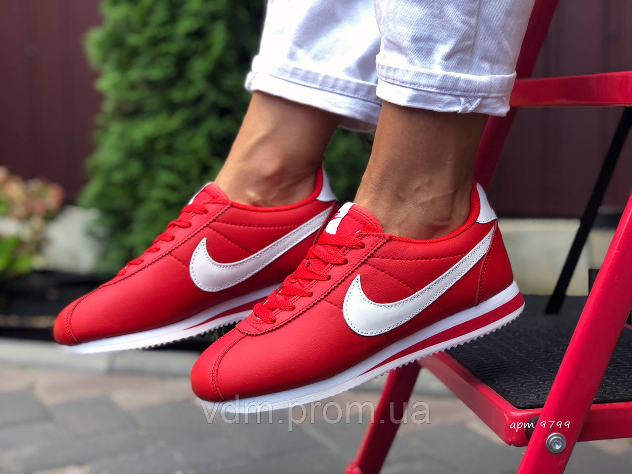 

Кроссовки женские Nike Cortez в стиле Найк Кортез, натуральная кожа, код SD-9798. Красные 38