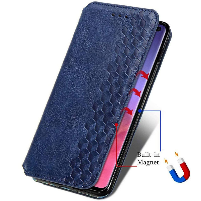 Шкіряний чохол книжка GETMAN Cubic для Samsung Galaxy A21s Синій