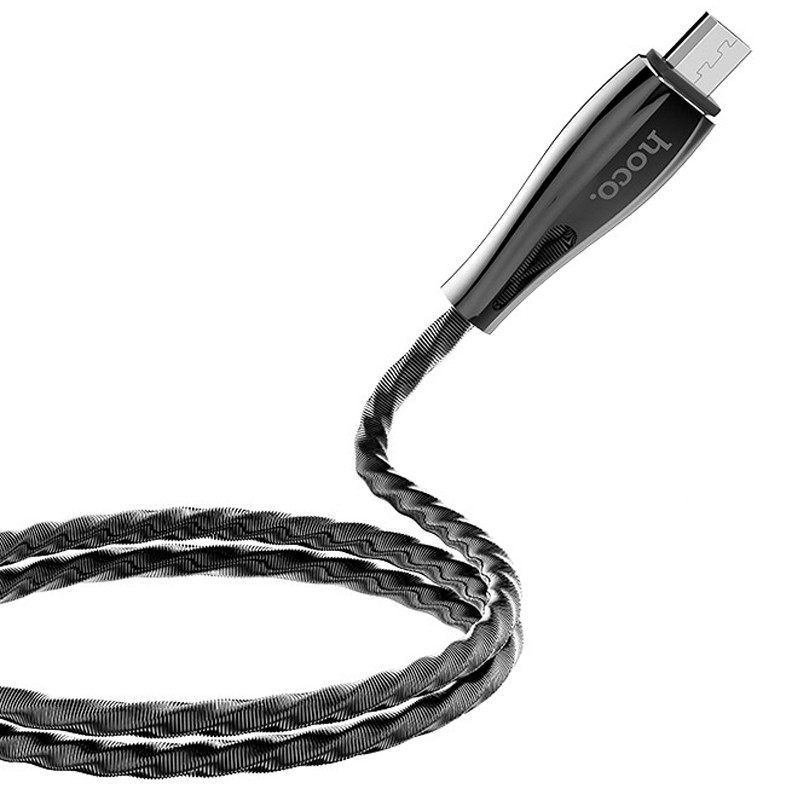 Кабели micro-USB Hoco U56 Metal Armor Micro USB Cable Папа-папа MicroUSB Металл по типу пружины - Дата кабель + зарядка metal_gray