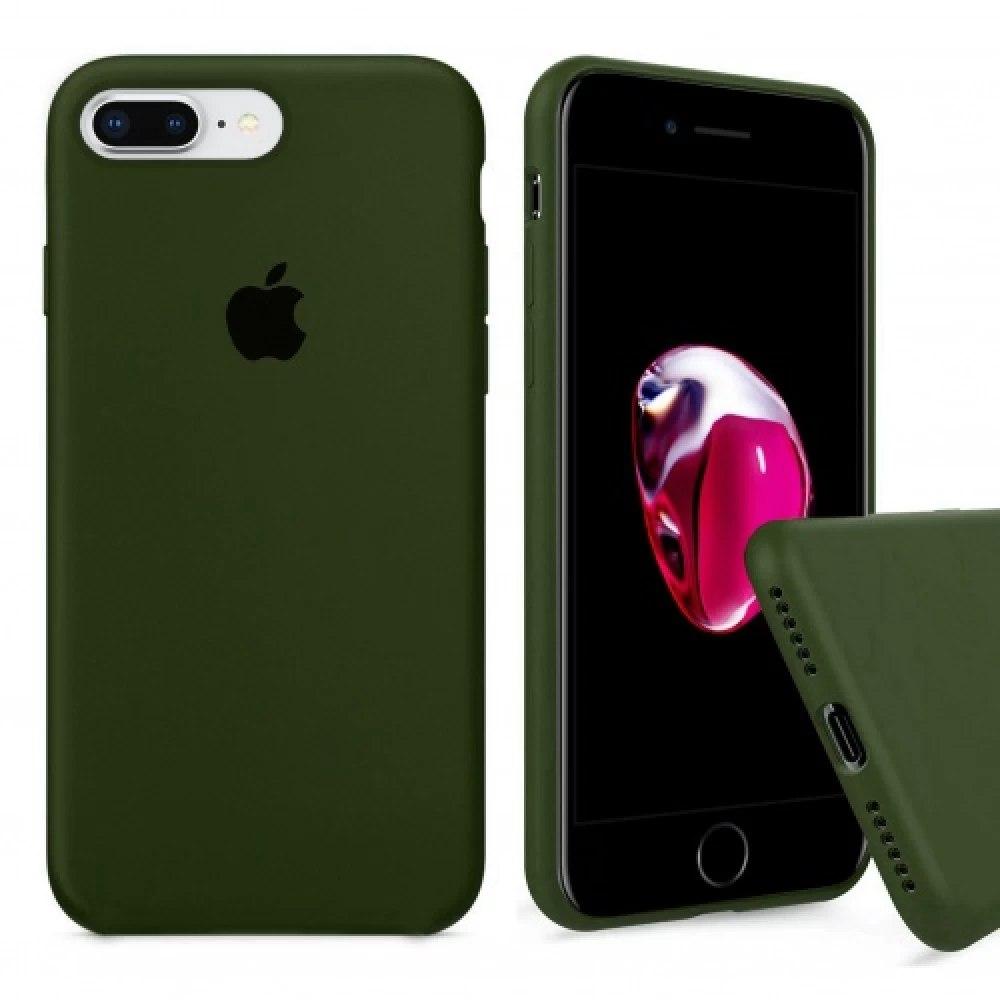 

Чехол для Apple iPhone 8 Plus Silicone Case чохол накладка с закрытым низом на эпл айфон 8 плюс + хаки