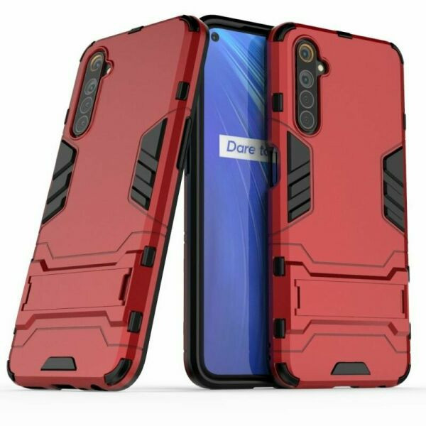 

Чехол Hybrid case для Realme 6 бампер с подставкой красный