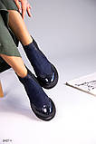 Синие ботинки Челси на низком ходу демисезонные женские, фото 2