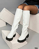 Білі чоботи на тракторній підошві жіночі демісезонні, фото 6