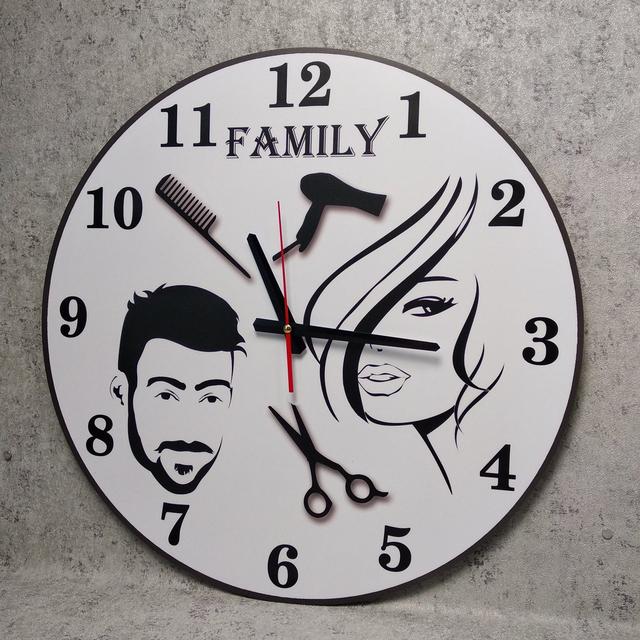 Часы настенные для салона красоты Чёрно-белые. Family