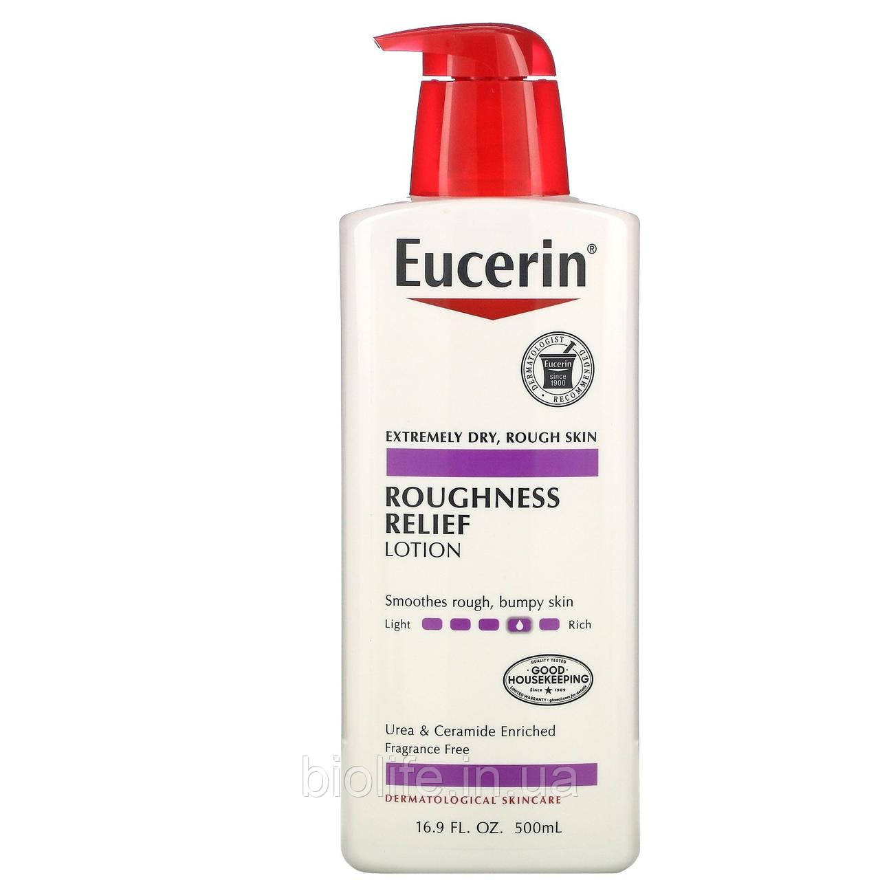 

Eucerin, Roughness Relief Lotion, Fragrance Free, 16.9 fl oz (500 ml), официальный сайт, EUC-02461